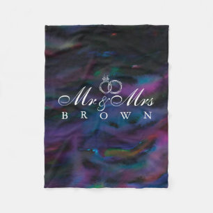 Personalised Mr & Mrs smokey purples water colour Fleece Blanket