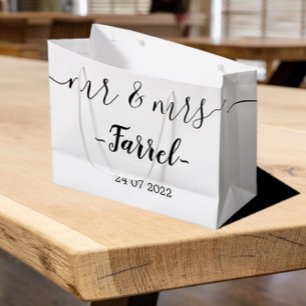 Personalised Mr & Mrs Wedding Day Large Gift Bag