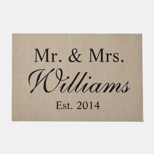 Personalised Mr. & Mrs. Wedding Doormat (Front)