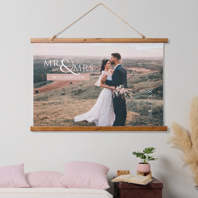 Personalised Mr & Mrs Wedding Photo Hanging Tapest Hanging Tapestry (Bedroom)