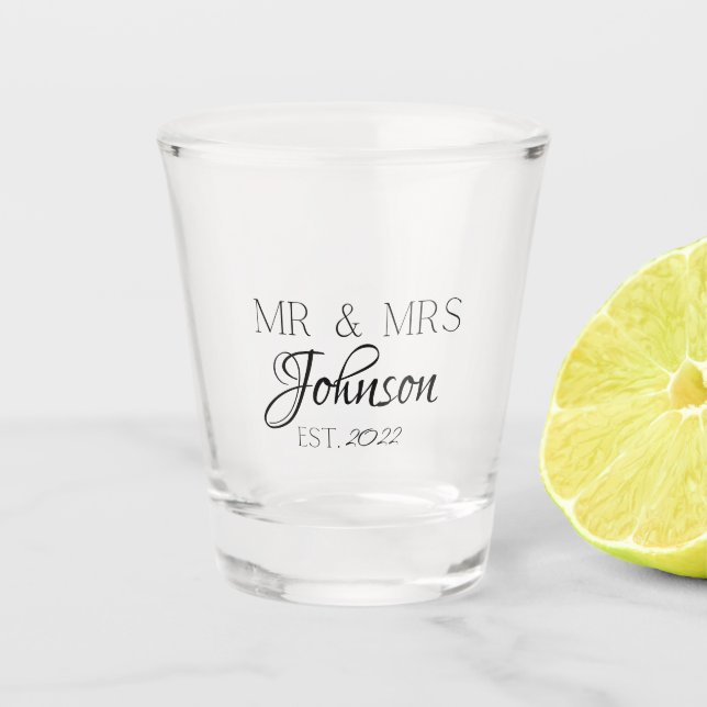 Personalised Mr. & Mrs. Wedding Shot Glass (Front)