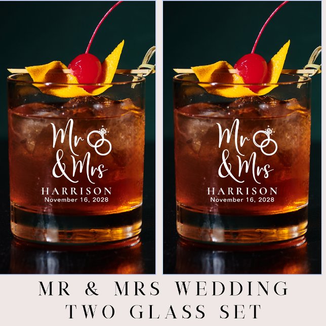 Personalised Mr Mrs Wedding  Whiskey Glass (Creator Uploaded)
