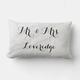 Personalised Mr. & Mrs. White Grey Grey Marble Lumbar Cushion