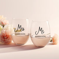 Personalised Mr & Mrs Wine Glasses