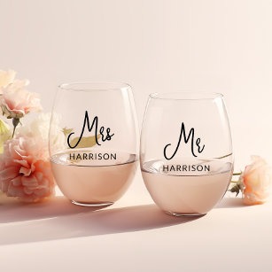 Personalised Mr & Mrs Wine Glasses