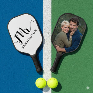 Personalised Mr Newlywed Typography Photo Pickleball Paddle