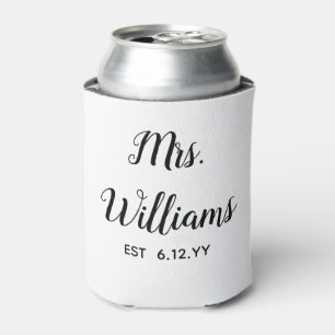 Personalised Mrs Est Your Date Bride Gift Custom  Can Cooler