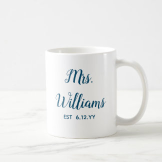 Personalised Mrs Est Your Date Bride Gift Custom Coffee Mug