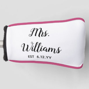 Personalised Mrs Est Your Date Present for Bride Golf Head Cover