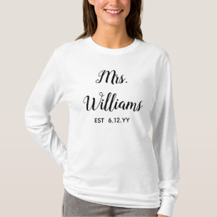 Personalised Mrs Est Your Date Present for Bride T T-Shirt