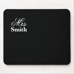 Personalised Mrs Name Black Mouse Pad