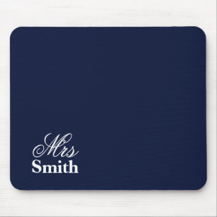 Personalised Mrs Name Navy Mouse Pad