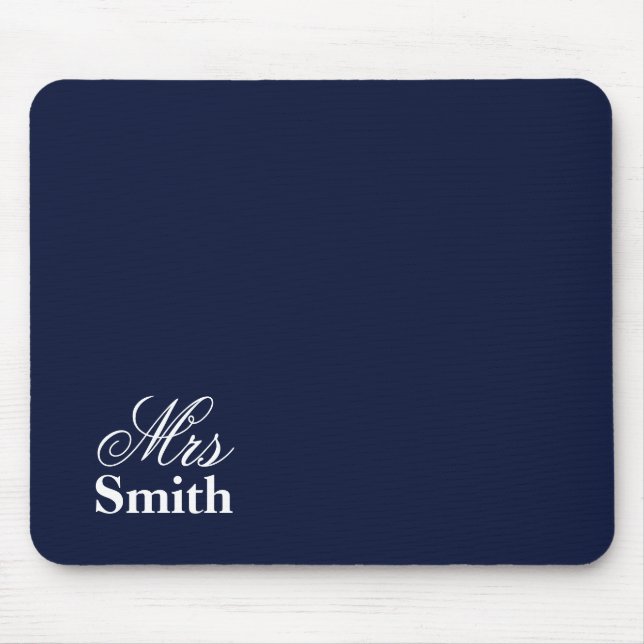 Personalised Mrs Name Navy Mouse Pad (Front)