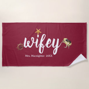 Personalised Mrs. Russet with Ocean Creatures Beach Towel