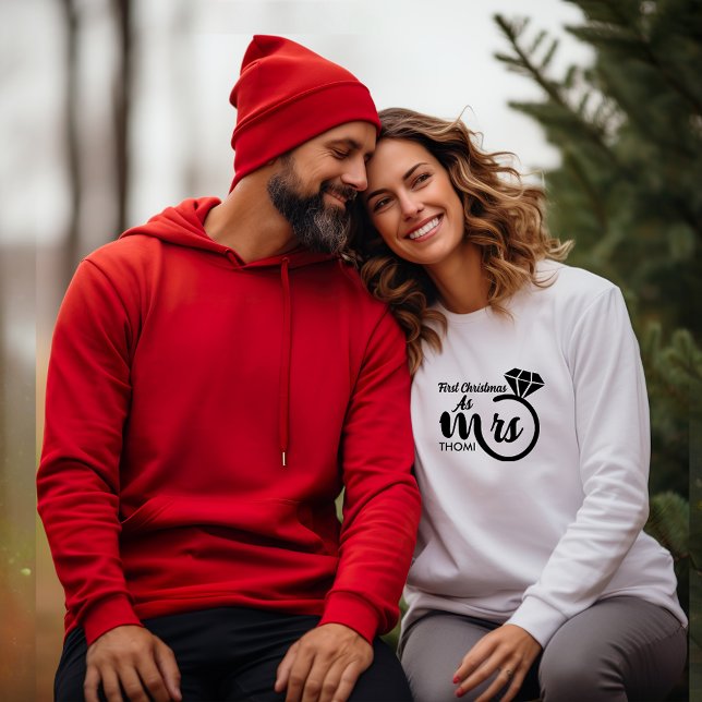 personalised Mrs script first christmas Sweatshirt (Creator Uploaded)