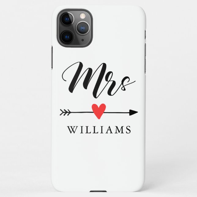 Personalised Mrs. with Heart and Arrow iPhone Case (Back)
