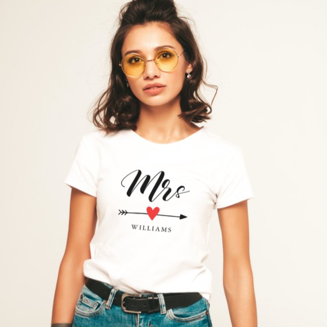 Personalised Mrs. with Heart and Arrow T-Shirt (Creator Uploaded)