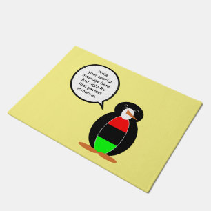 Personalised Ms Penguin African Diaspora Talking Doormat