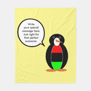 Personalised Ms Penguin African Diaspora Talking Fleece Blanket