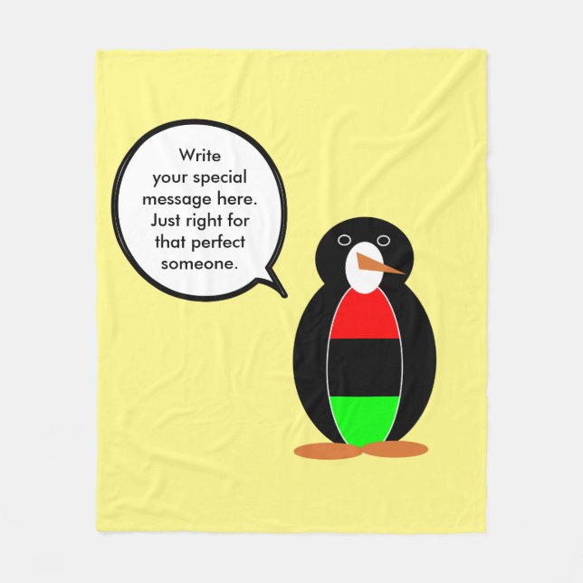 Personalised Ms Penguin African Diaspora Talking Fleece Blanket (Front)
