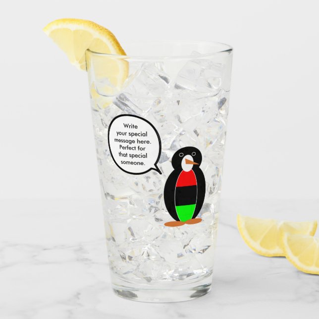 Personalised Ms Penguin African Diaspora Talking Glass (Front Ice)