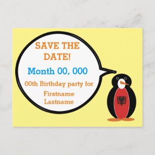 Personalised Ms. Penguin Albania Announcement Postcard