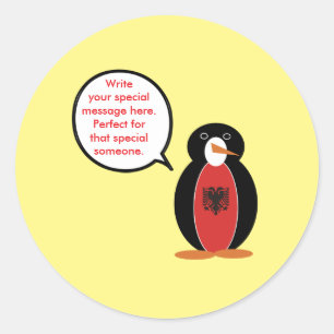 Personalised Ms. Penguin Albania Classic Round Sticker