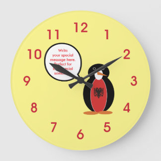 Personalised Ms. Penguin Albania Large Clock
