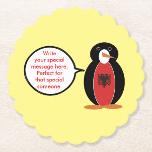 Personalised Ms. Penguin Albania Paper Coaster
