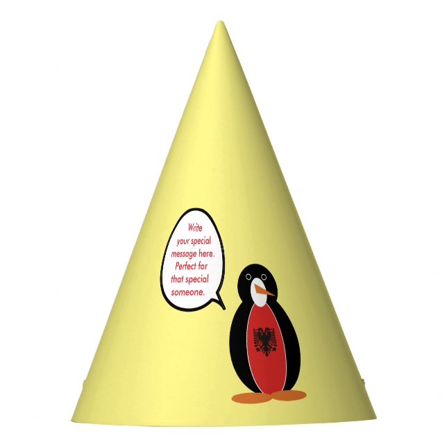 Personalised Ms. Penguin Albania Party Hat (Front)