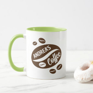Personalised mug gift with coffee beans design