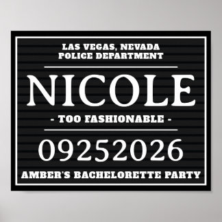 Personalised Mug Shot Signs, Bachelorette Party Poster