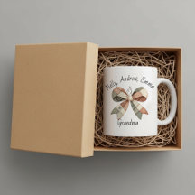 Personalised mug with plaid patchwork