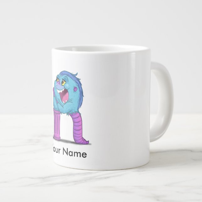 Personalised mug with "R" Monster Character (Front Right)
