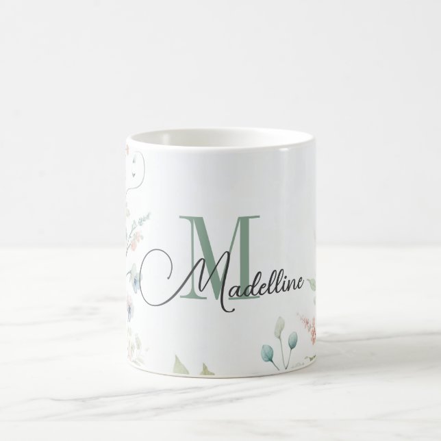 Personalised Mug with Wild Flowers & Green Plants (Center)