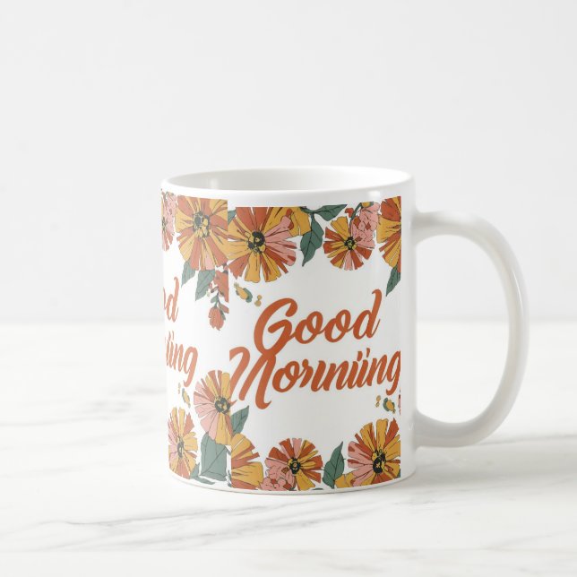personalised mugs or floral designs good morning  (Right)