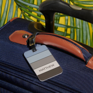 Personalised Multi Colour Block Stripes Art Patter Luggage Tag