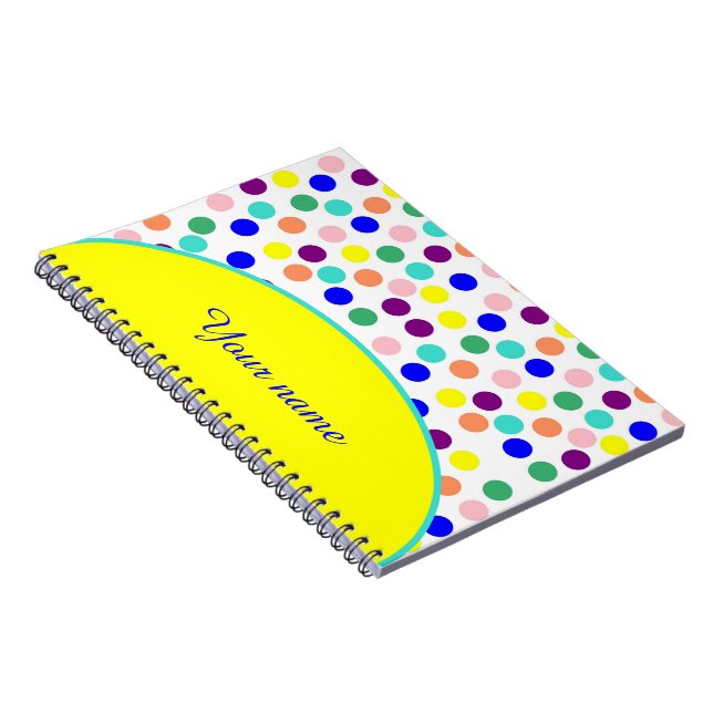 Personalised Multi colour dots Notebook (Right Side)