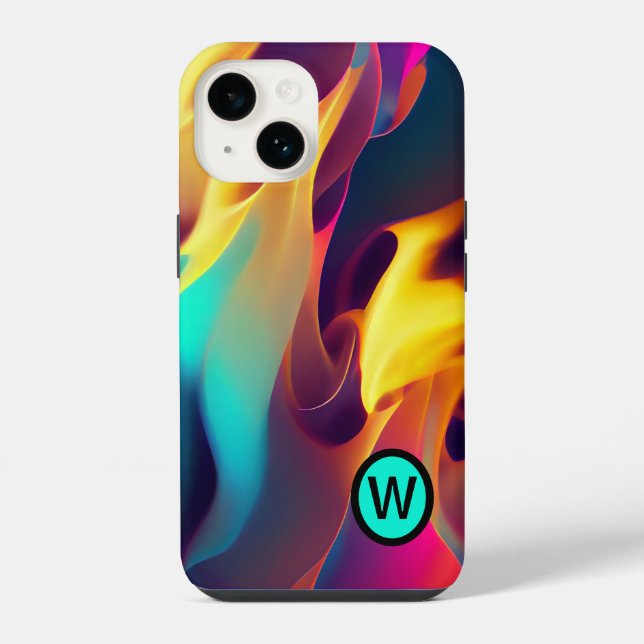 Personalised Multi-colour Flames iPhone Case (Back)