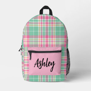Personalised Multi-Coloured Plaid Printed Backpack