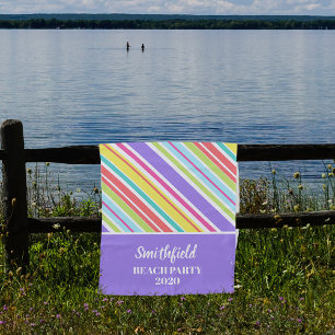 Personalised Multi-coloured Stripes Beach Towel