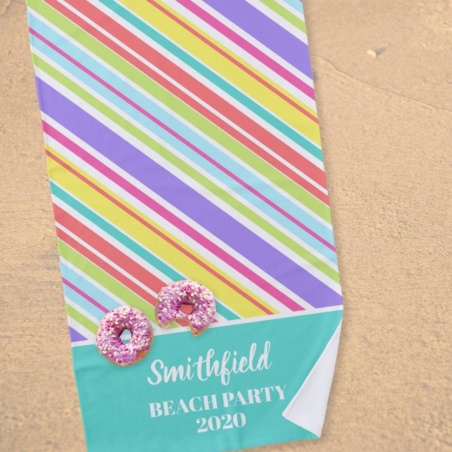 Personalised Multi-coloured Stripes Beach Towel (Creator Uploaded)