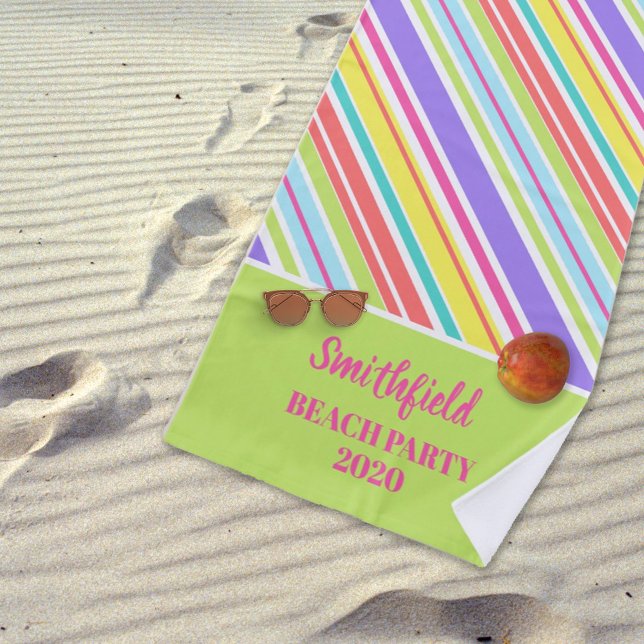Personalised Multi-coloured Stripes Beach Towel (Creator Uploaded)