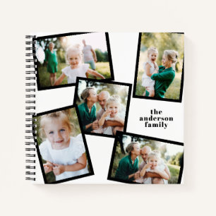 Personalised multi photo black elegant modern notebook