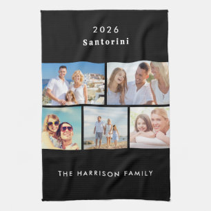 Personalised Multi Photo Family Holiday Souvenir Tea Towel