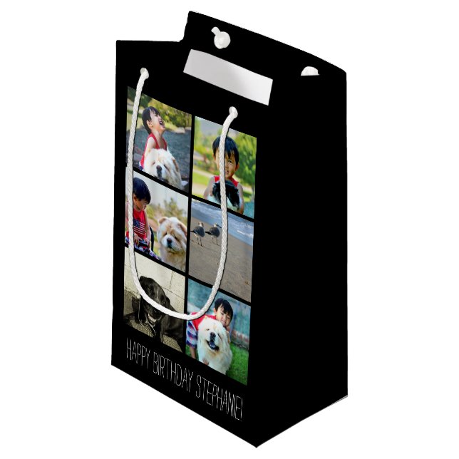 Personalised Multi-Photo Mosaic Picture Collage Small Gift Bag (Front Angled)