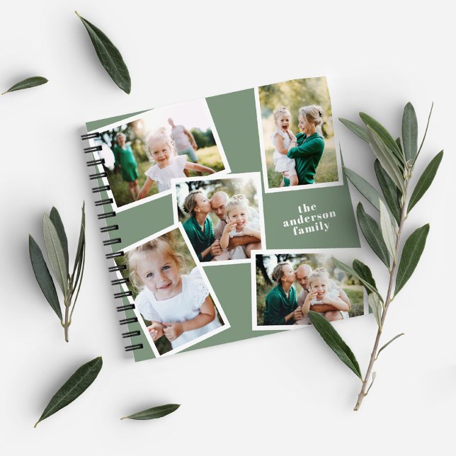 Personalised multi photo sage green elegant modern notebook (Creator Uploaded)