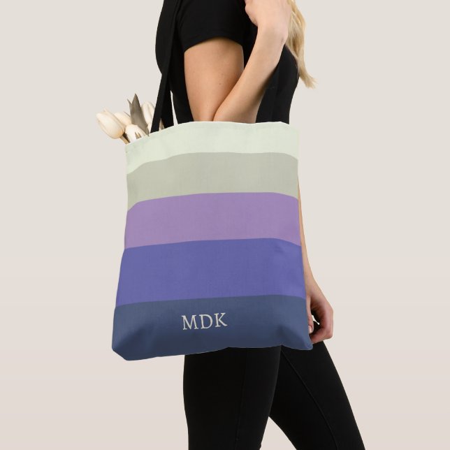 Personalised Multicolor 5 Stripes Tote Bag (Close Up)