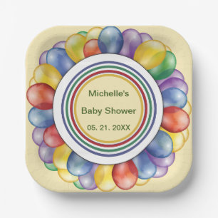 Personalised Multicolor Balloon Shapes Paper Plate