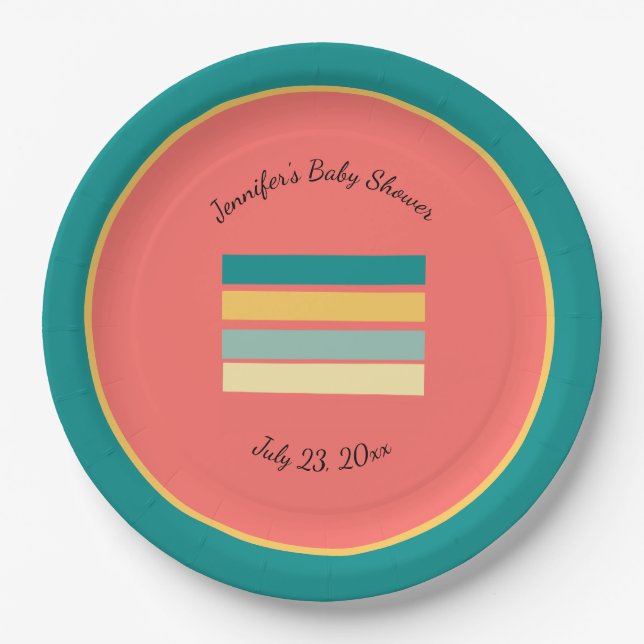 Personalised Multicolor Let's Get Beachy Paper Plate (Front)